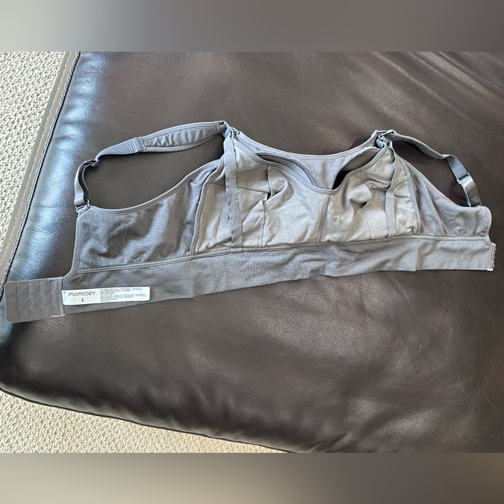 Gray Leopard Print Women's Nursing Sports Bra - Picture 3 of 3